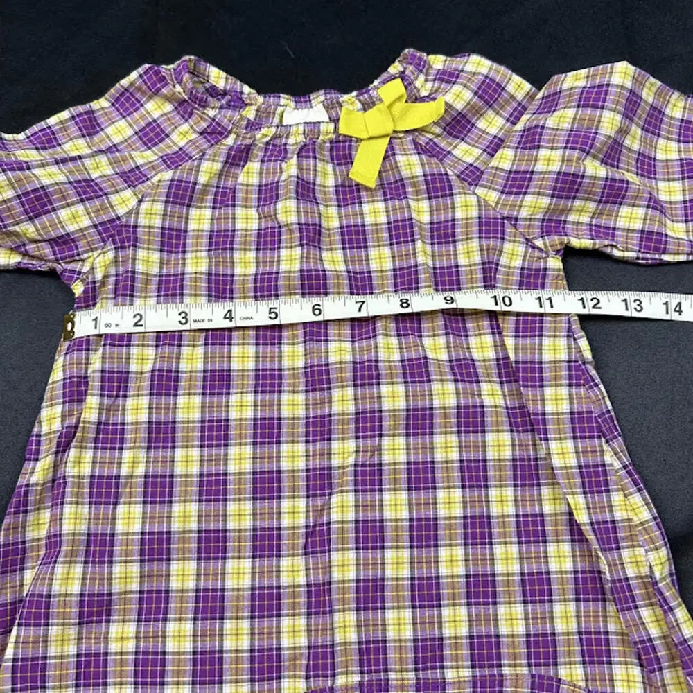 OshKosh B’gosh Girls‎ Shirt 4T Purple Yellow Flannel Baby Doll EUC